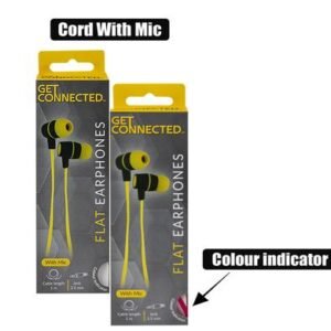 Earphones w/flat cord+mic