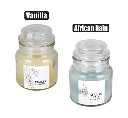 Candle in holder gls w/lid 8.5cm h/scent