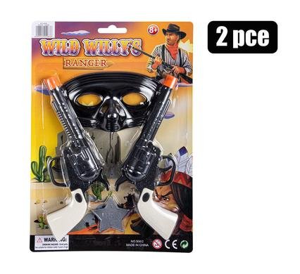 Gun hand 2pc wildwest w/eye mask