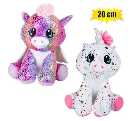 Plush unicorn 20cm metallic sitting