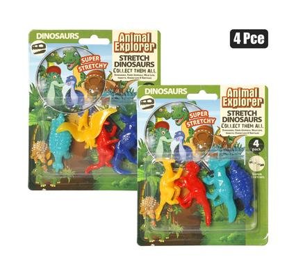 Animals dinosaur stretch 4pc, 6-7cm each