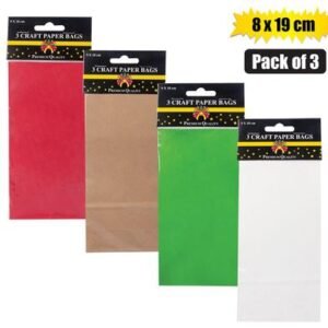 Gift-bag craft pkt ppr 3 pck sml 8x19cm