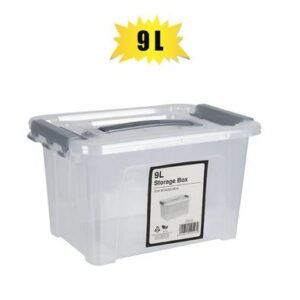 Storage box clear/grey 9l 32.5x22x18cm