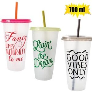 Tumbler sipper w/straw 700ml printed